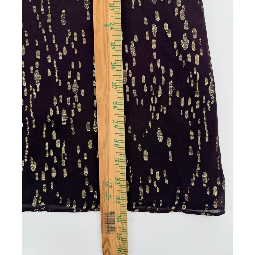Lilly Pulitzer Purple Gold‎ Metallic Silk Blend Ruffle Cuff Shift Dress Small - Picture 8 of 10
